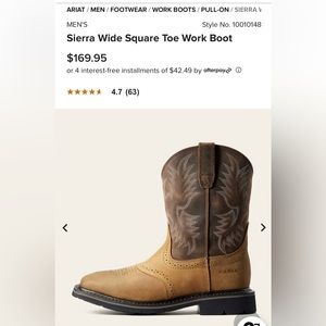 Ariat Sierra Wide Square Toe Work Boot